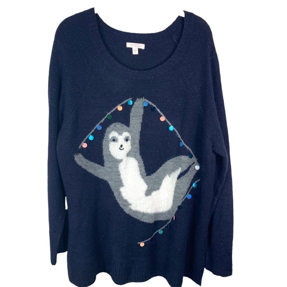 Lauren Conrad Navy Blue Shimmer Sloth Sweater